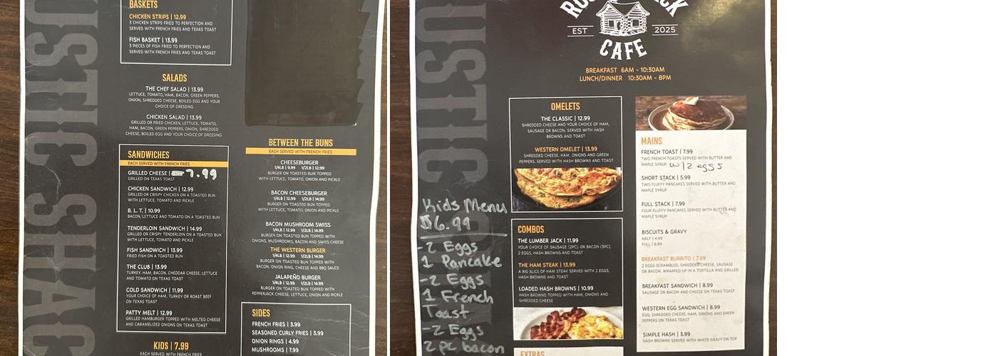 RUSTIC SHACK CAFE LLC Menu