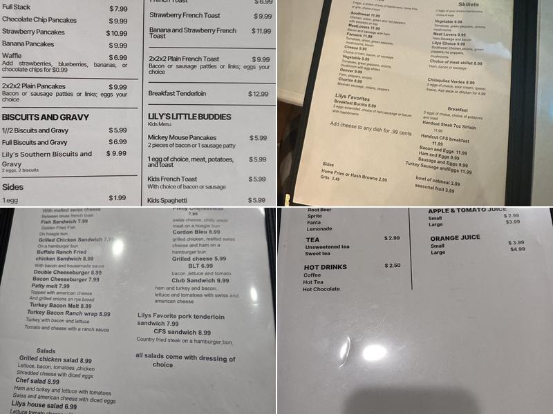 Lilys Diner Inc Menu