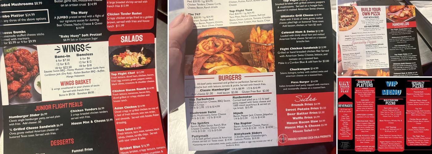 Top Flight Grille Menu