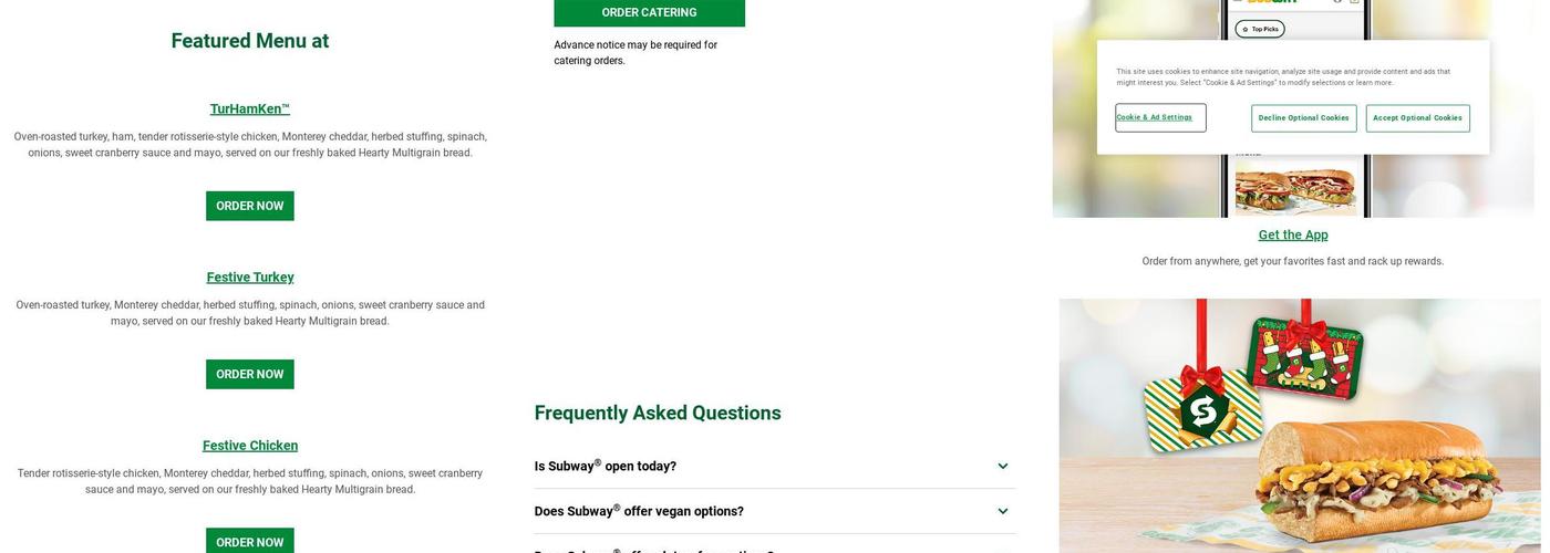 Subway Menu