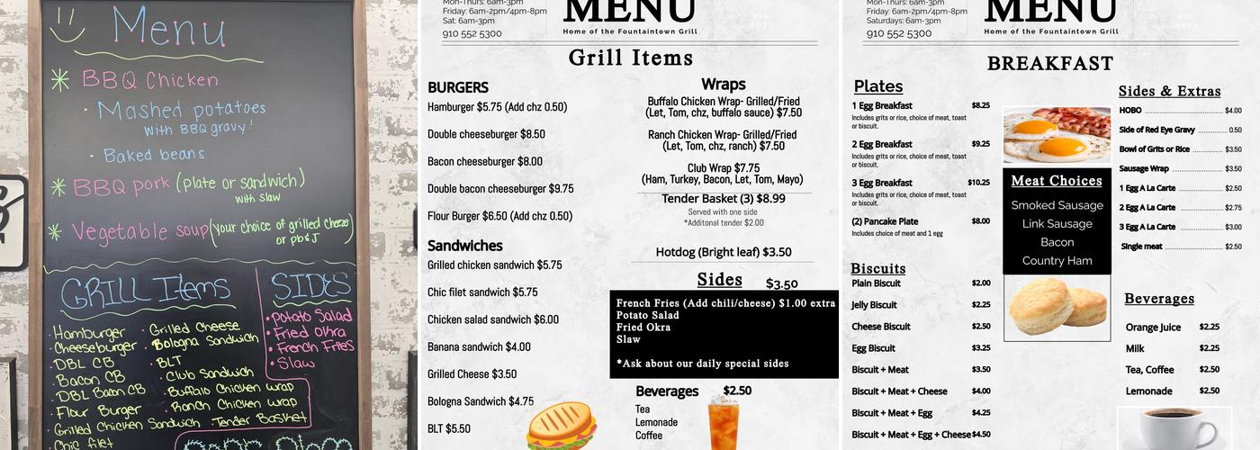 Pop's Place Menu