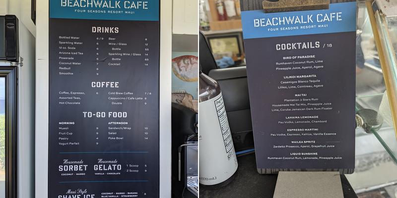 Beachwalk Cafe Menu