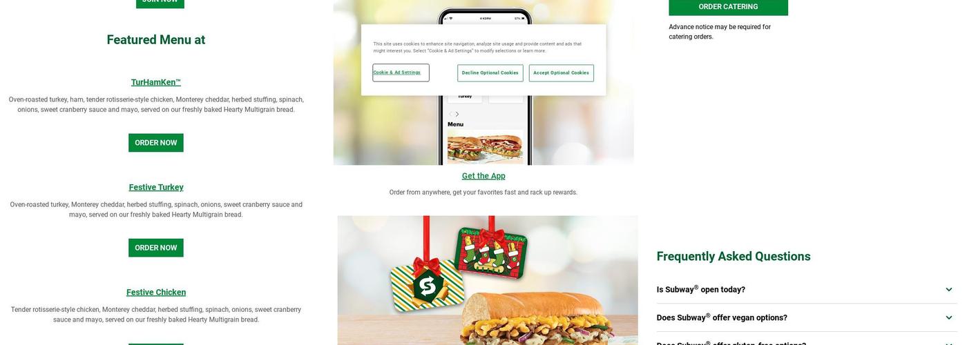 Subway Menu