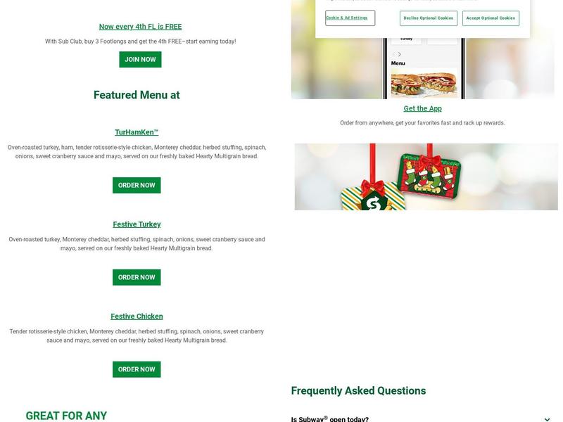 Subway Menu