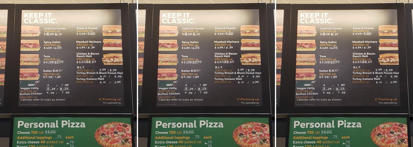 Subway Menu