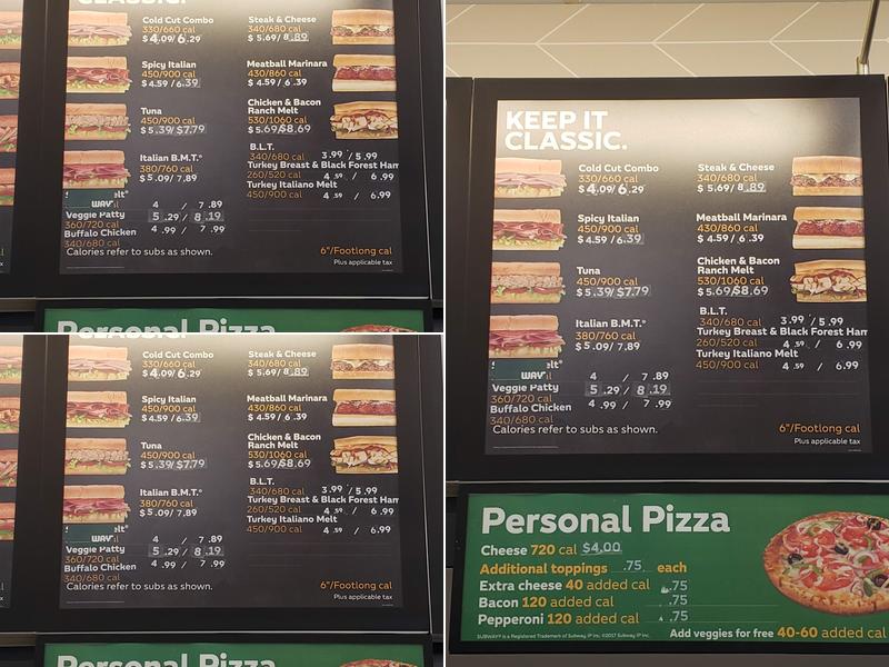 Subway Menu