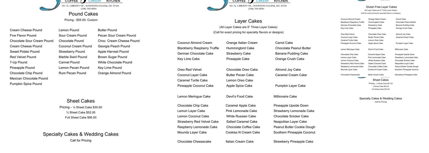3 Layers Cakery Menu