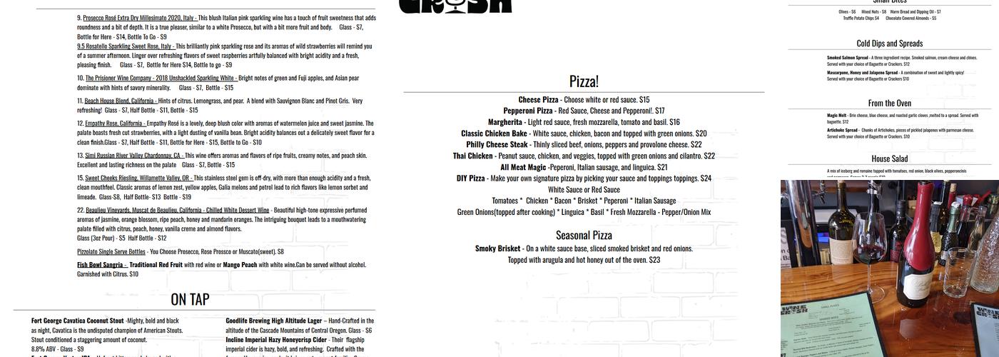 Wine Crush Menu