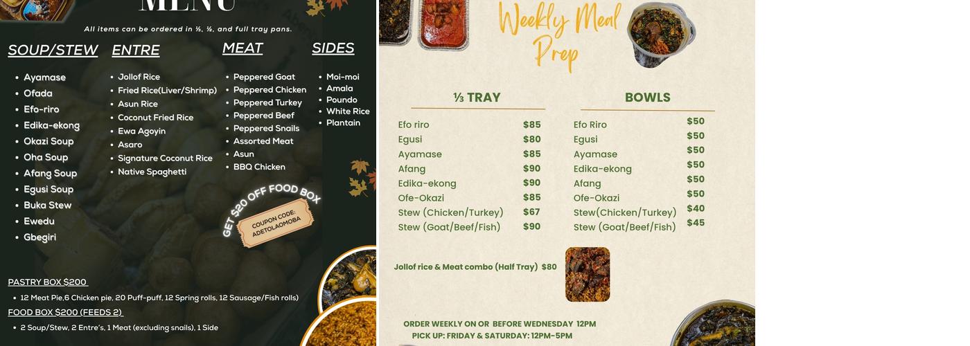 Abeni’s kitchen Menu