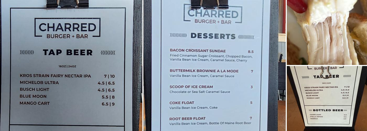 Charred Burger + Bar Menu