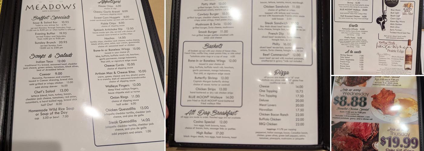 Meadows Buffet Menu
