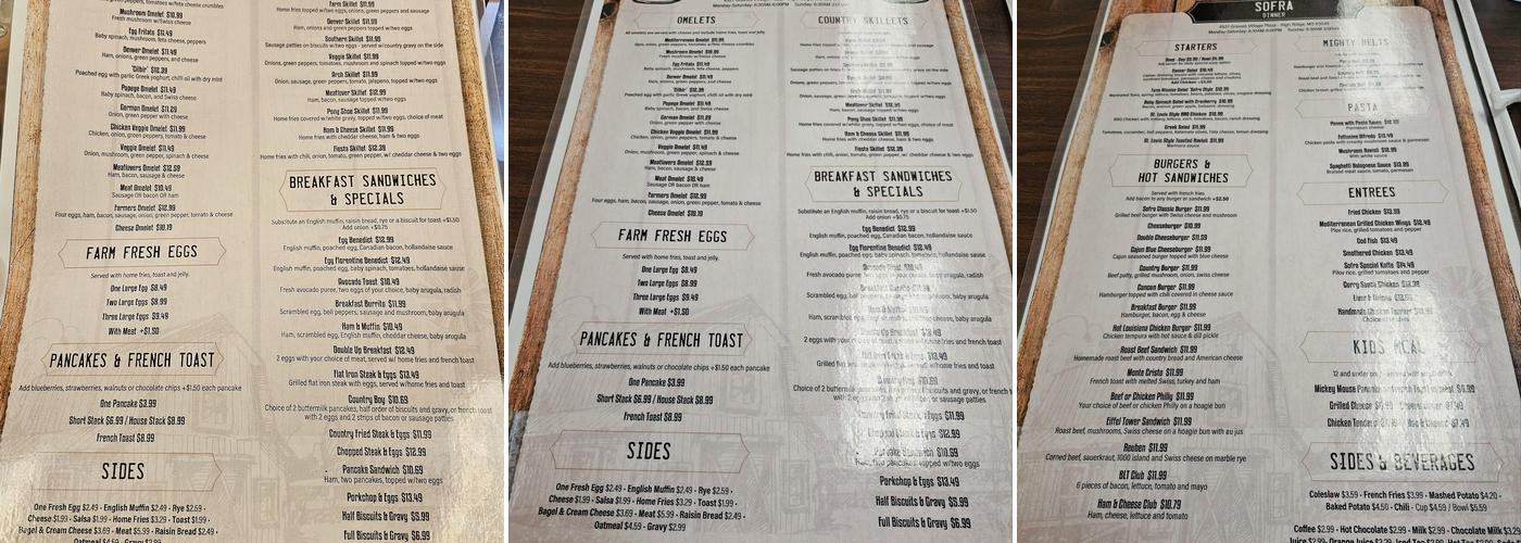 Sofra Menu