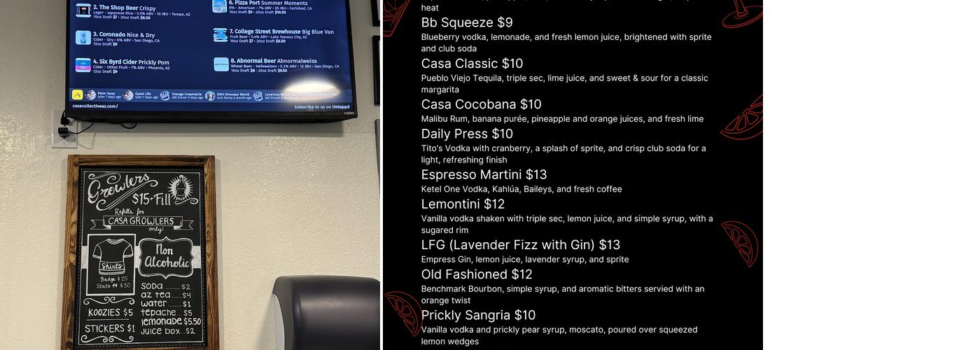 Casa Collective Menu