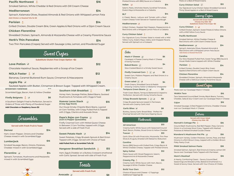 Firefly Cafe Menu