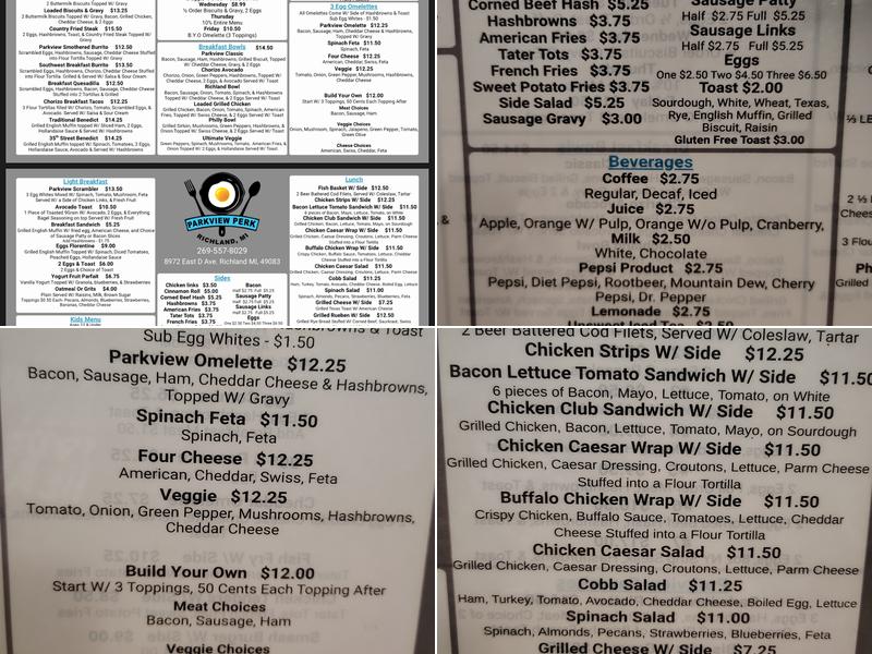 Parkview Perk Menu