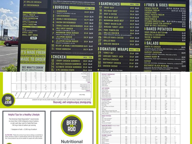 Beef-A-Roo Menu