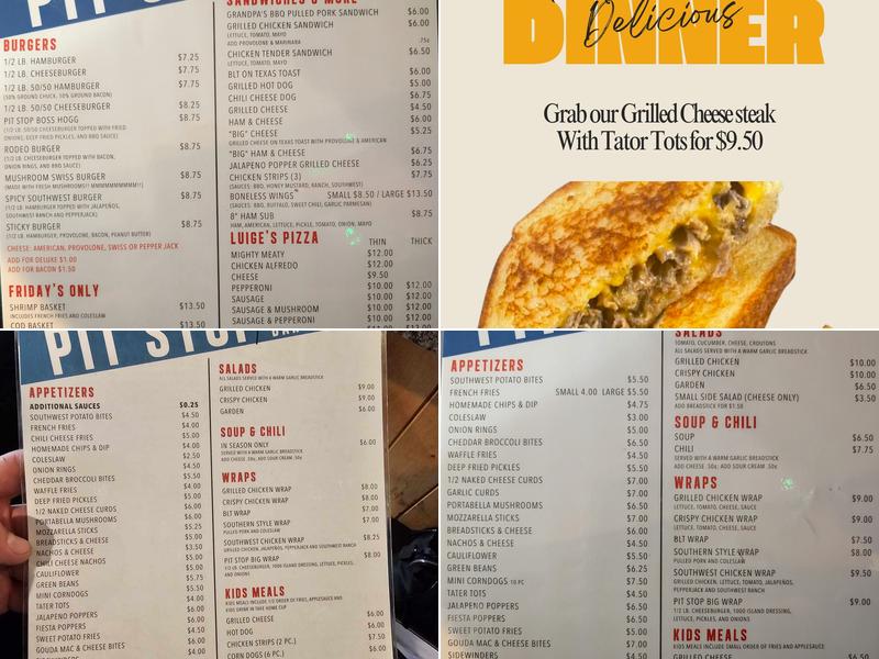 PIT STOP BAR & GRILL Menu