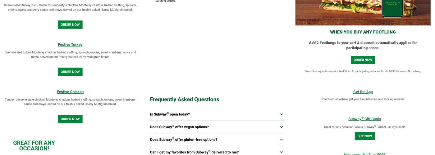Subway Menu