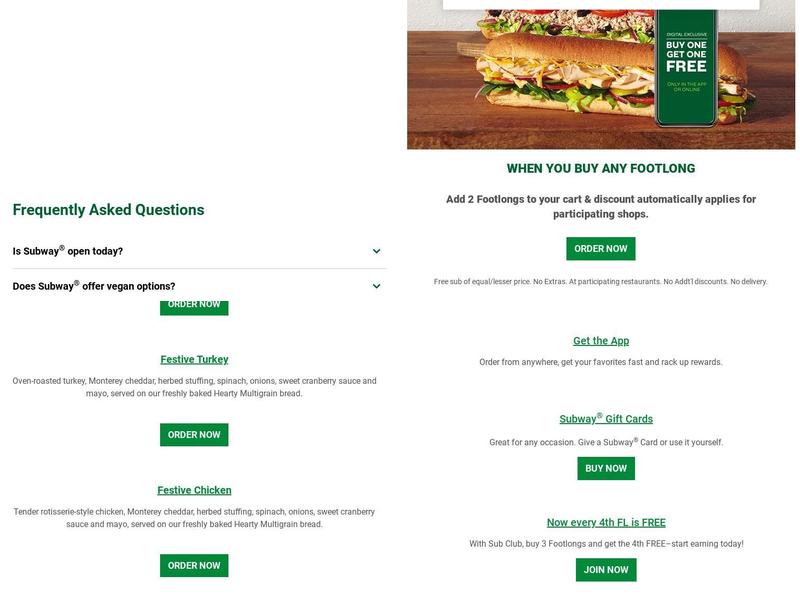 Subway Menu