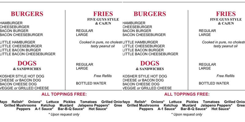 Five Guys Menu