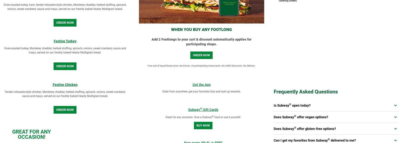Subway Menu