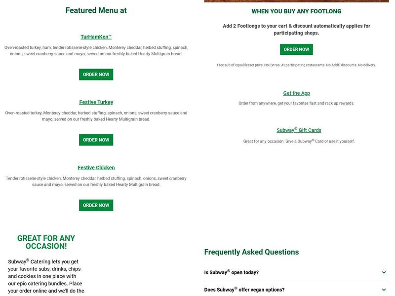 Subway Menu