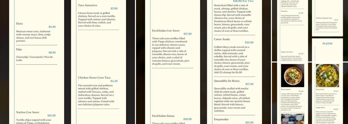 Con Amor Latin Kitchen Menu