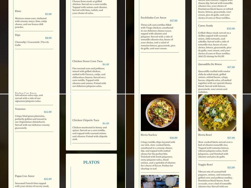 Con Amor Latin Kitchen Menu