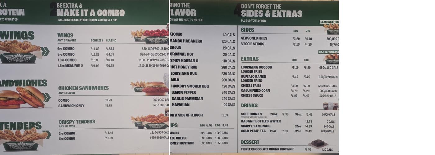 Wingstop Menu