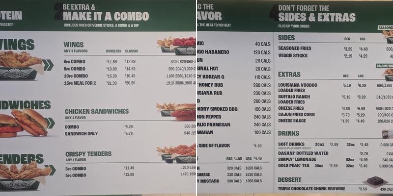 Wingstop Menu