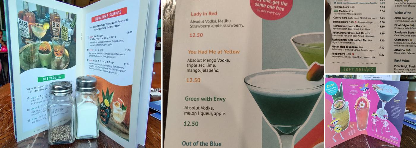 Las Iguanas Chelmsford Menu