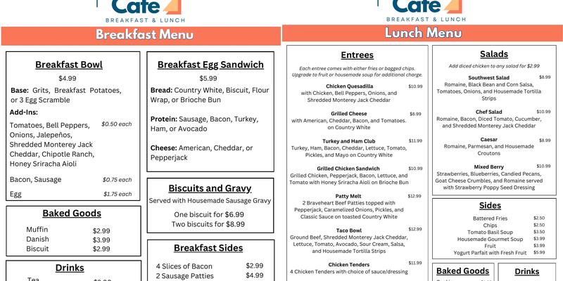 Corner Cafe Menu