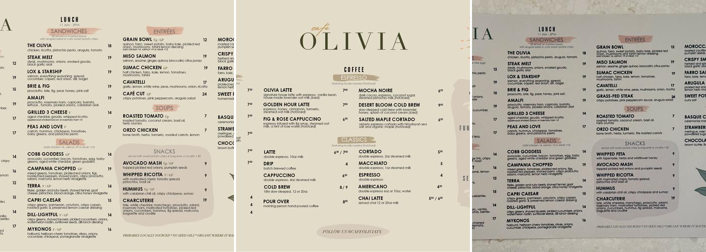 Café OLIVIA Menu
