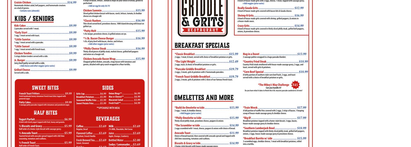 Griddle & Grits Menu