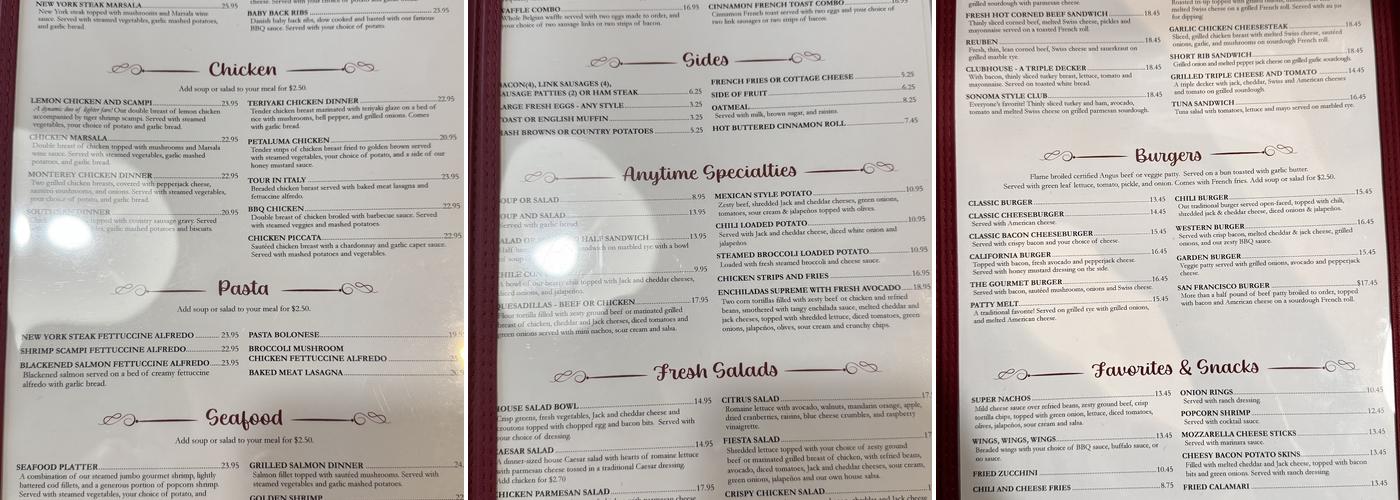 Peppers Healdsburg Menu
