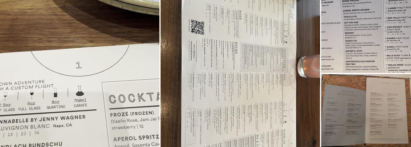 Sixty Vines Menu