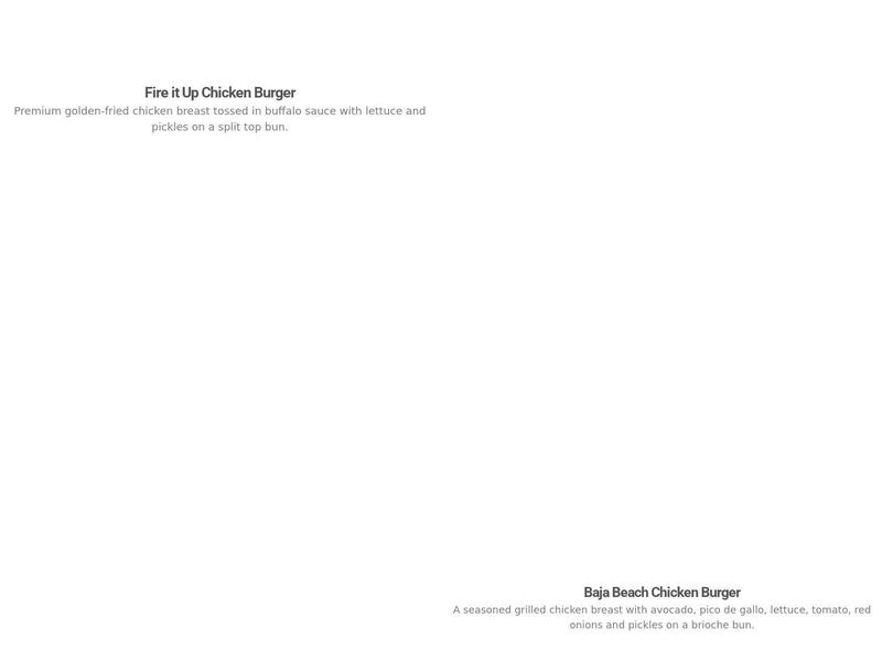 The Burger Den Menu
