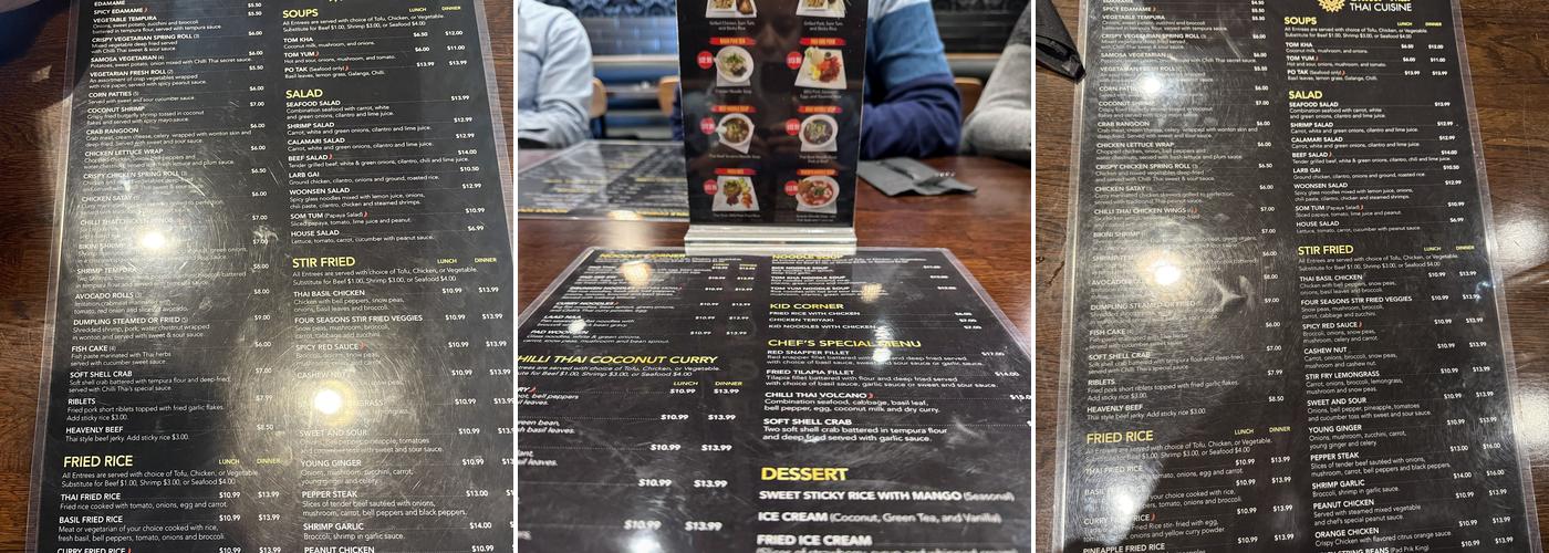 Chilli Thai of Irving Menu