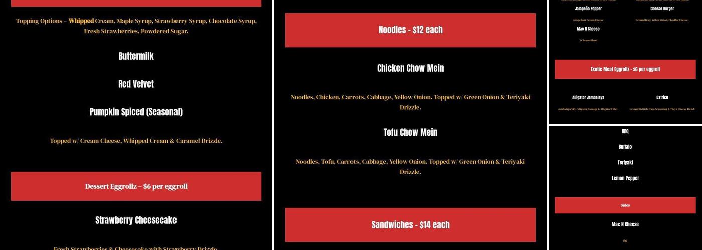 Exotic Eggrollz Menu