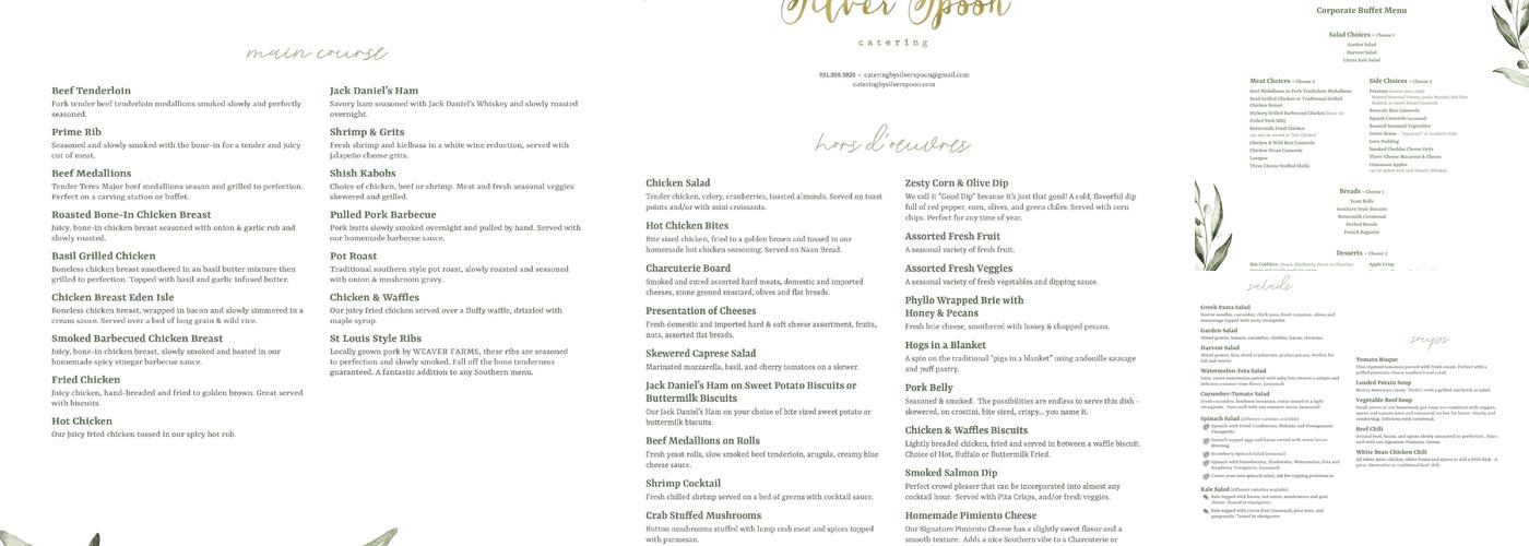 Silver Spoon Catering Menu