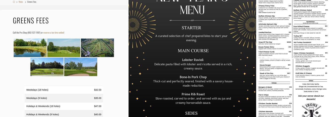 Irons & Ale Menu