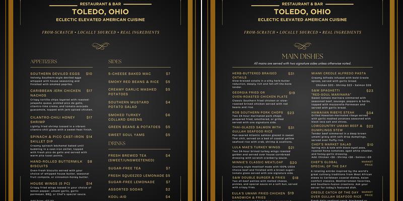 Smith & Williams Bistro Menu