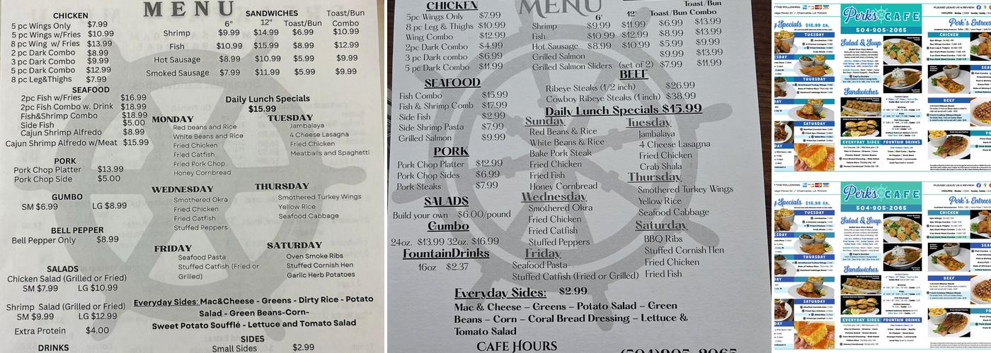 Perks Cafe Menu