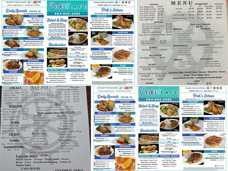 Perks Cafe Menu
