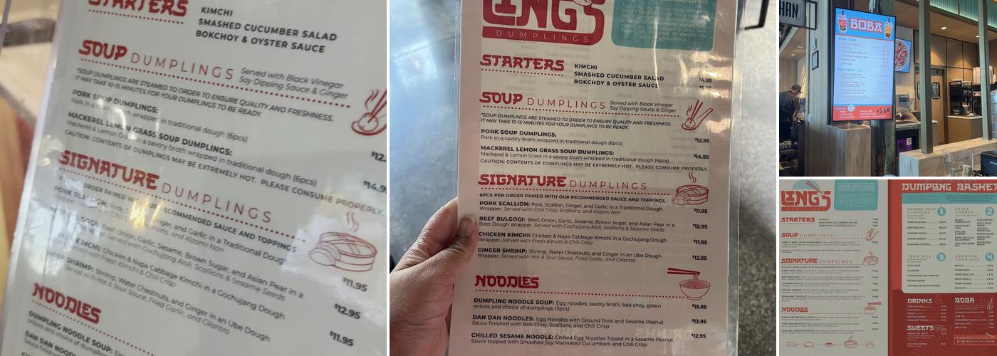 Ling's Dumplings Menu