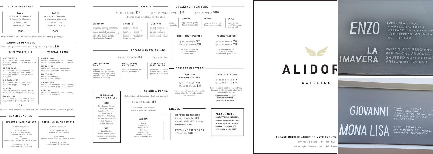 ALIDORO Menu