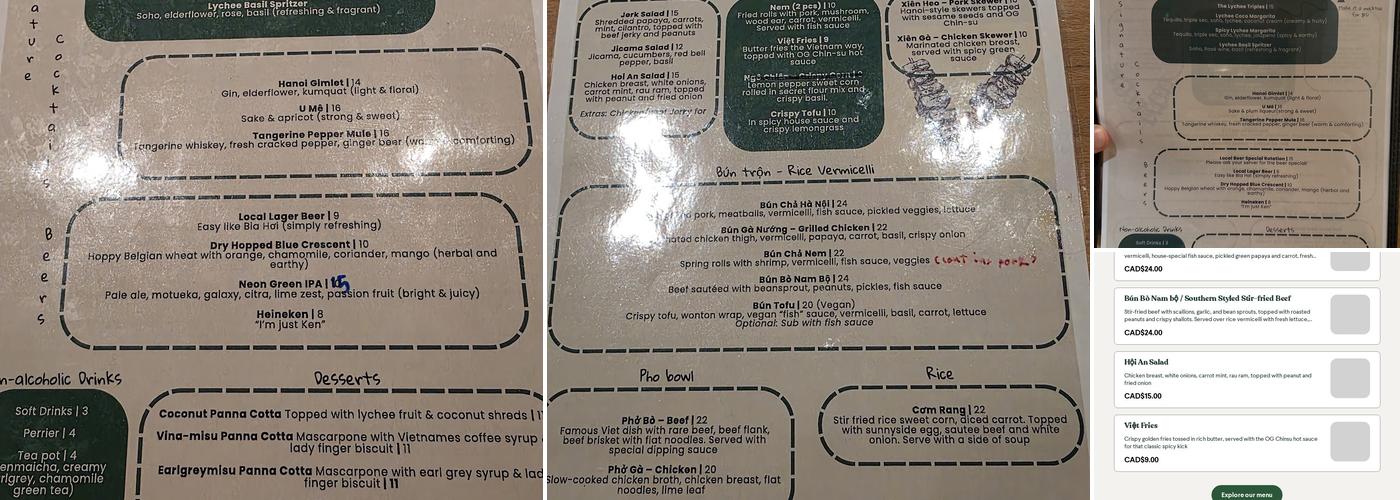 Co Oi Kitchen Menu
