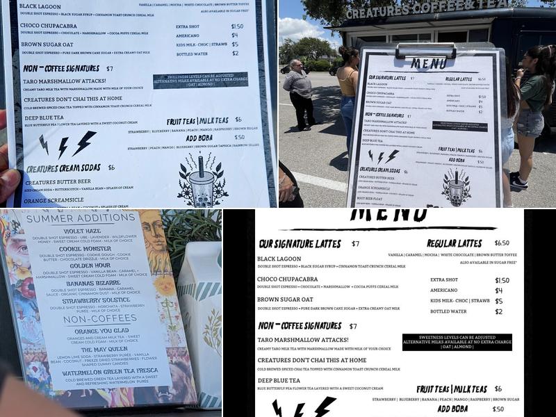 Creatures Coffee & Tea Co. Menu