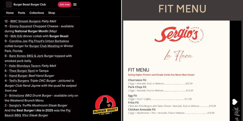Sergio's Restaurant Menu