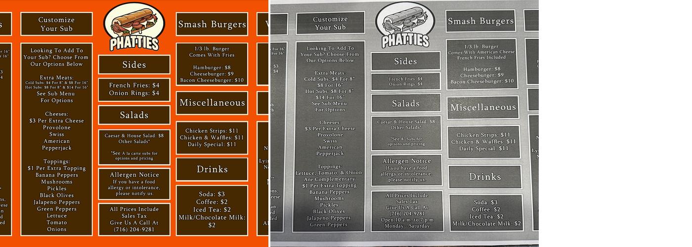 Phatties Menu
